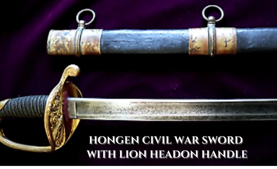 hongen civil war sword with lion headon handle