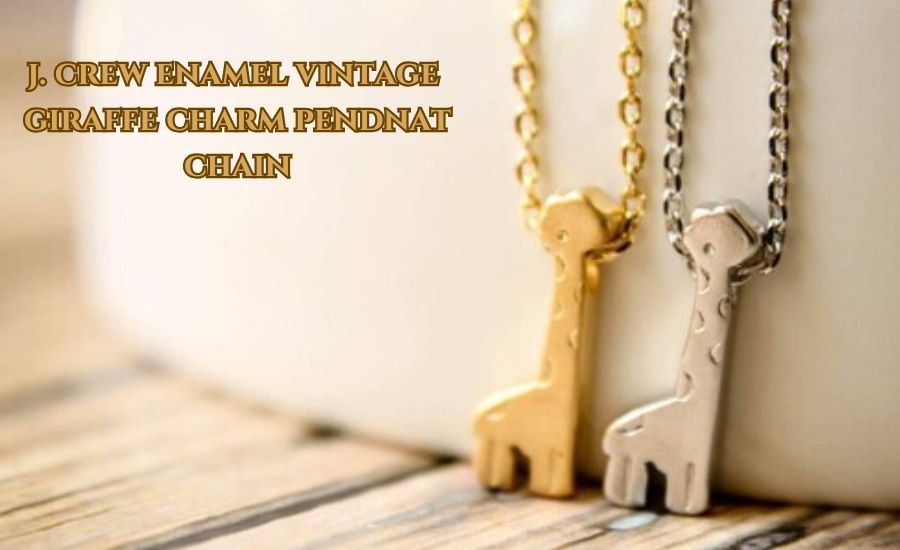 j. crew enamel vintage giraffe charm pendnat chain