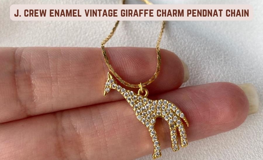 j. crew enamel vintage giraffe charm pendnat chain