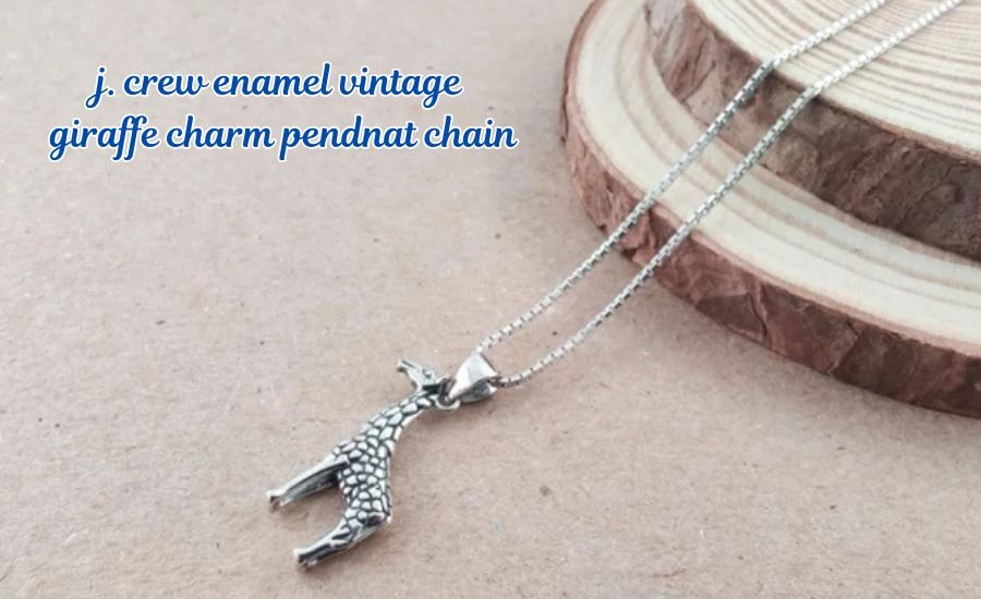 j. crew enamel vintage giraffe charm pendnat chain