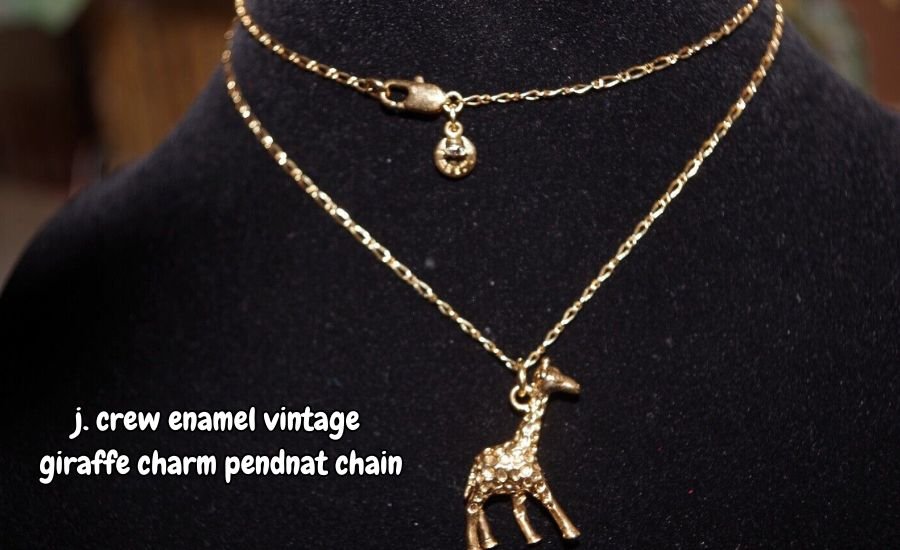 j. crew enamel vintage giraffe charm pendnat chain