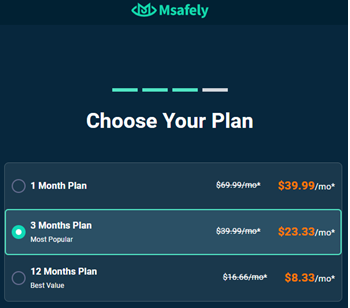 ●	Msafely has multiple pricing plans, but they are quite expensive.